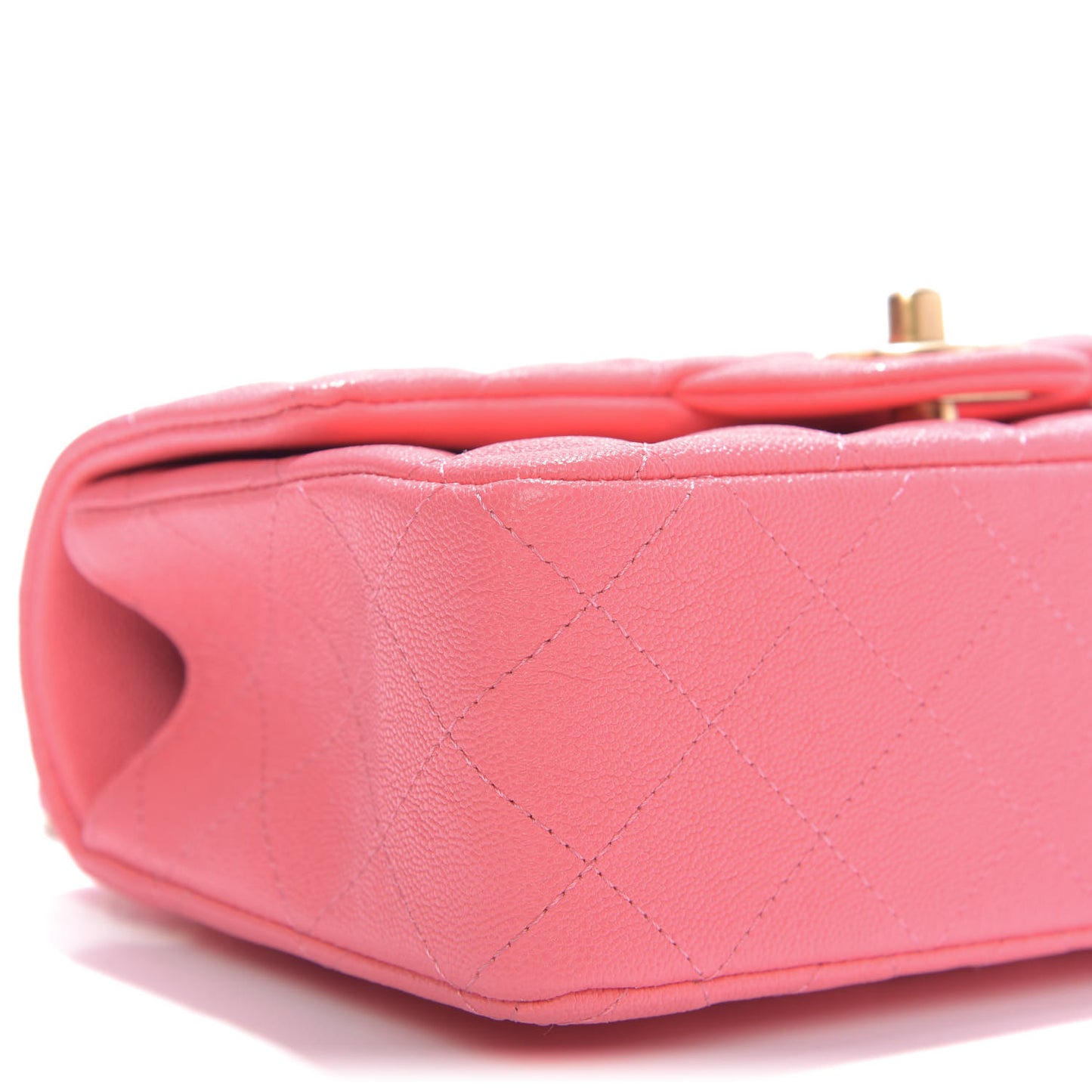 Caviar Quilted Mini Top Handle Rectangular Flap Pink