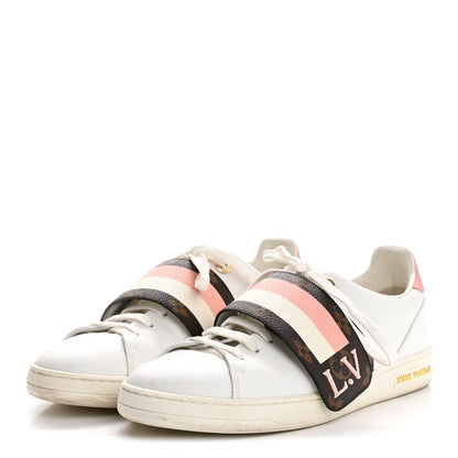 Louis Vuitton Calfskin Monogram Striped Frontrow Sneakers 38.5 White 4 of 11