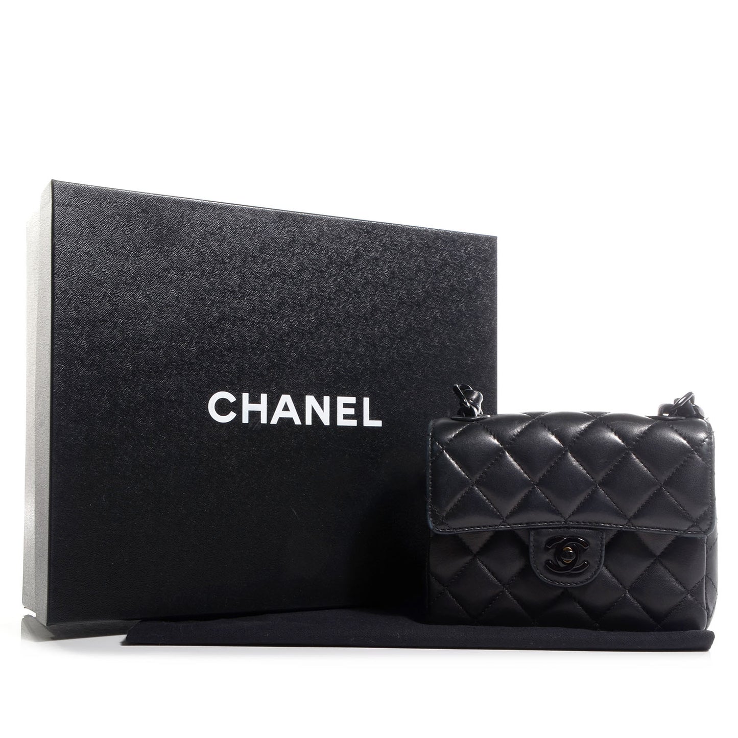 Lambskin Mini Square Flap Black