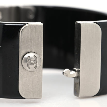 Chanel Resin Ruthenium Crystal CC Cuff Silver Black Red 4 of 5
