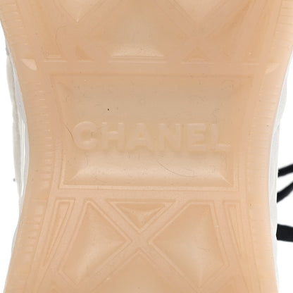 Chanel Fabric Suede Calfskin CC Sneakers 35.5 White Ivory 6 of 10