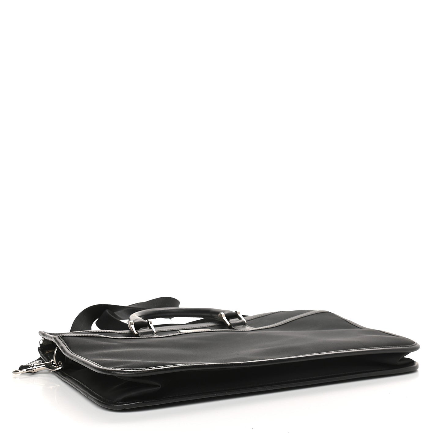 Nylon Calfskin Briefcase Black