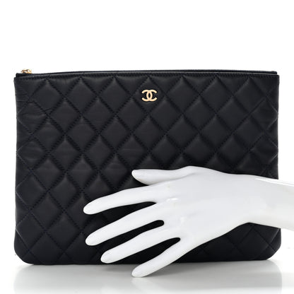 Chanel Lambskin Quilted Medium Cosmetic Case Navy Blue 2 of 12