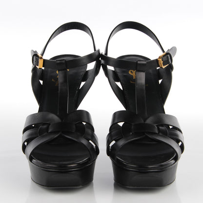 Saint Laurent Calfskin Tribute 75 Platform Sandals 39 Black 2 of 7