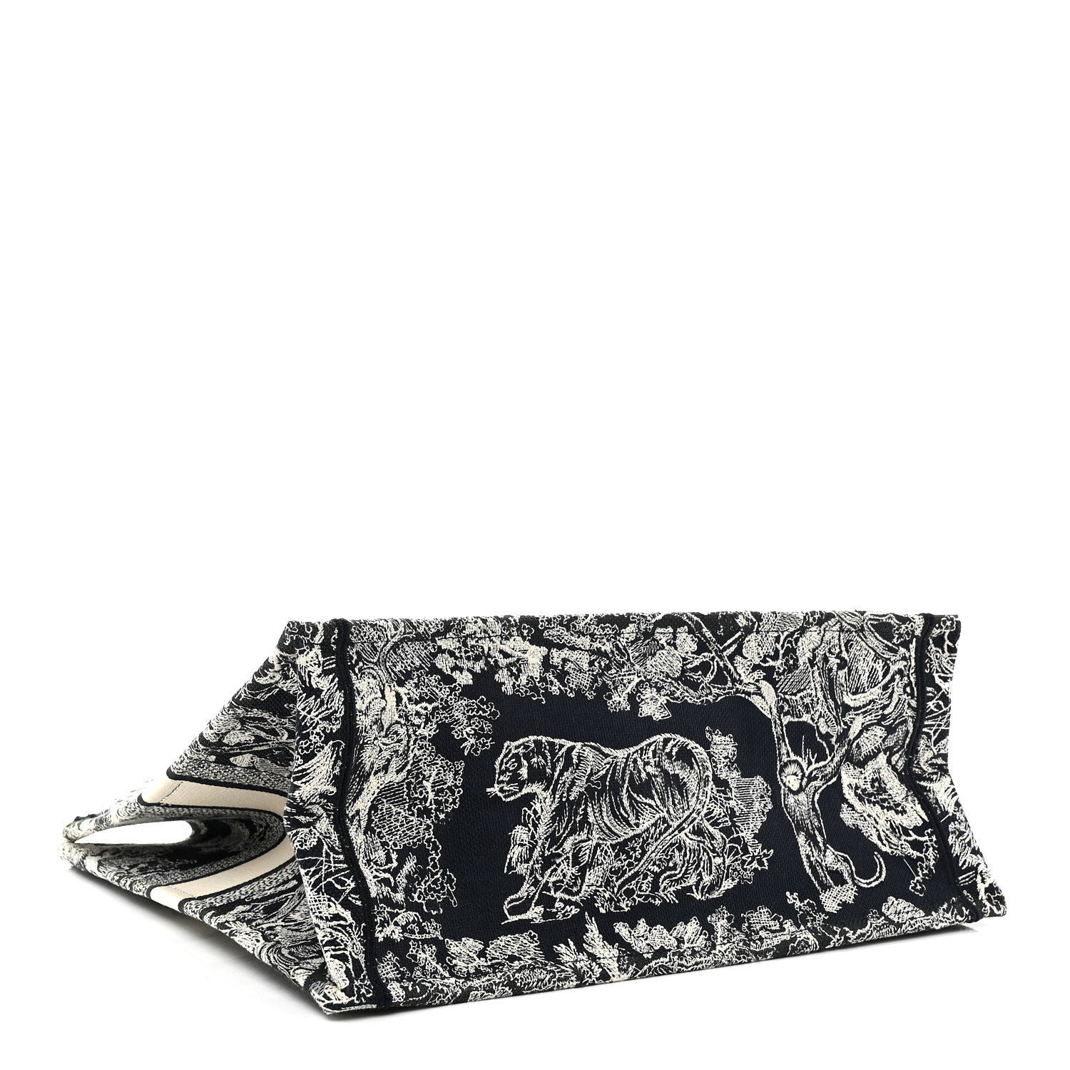 Christian Dior Canvas Embroidered Large Toile De Jouy Reverse Book Tote Blue 4 of 10