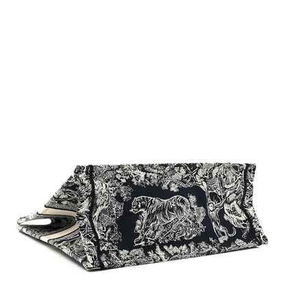 Christian Dior Canvas Embroidered Large Toile De Jouy Reverse Book Tote Blue 4 of 10