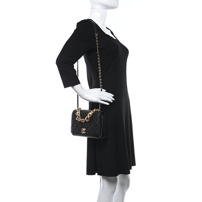 Chanel Calfskin Quilted Pearl Jewel Chain Flap Black 2 of 11