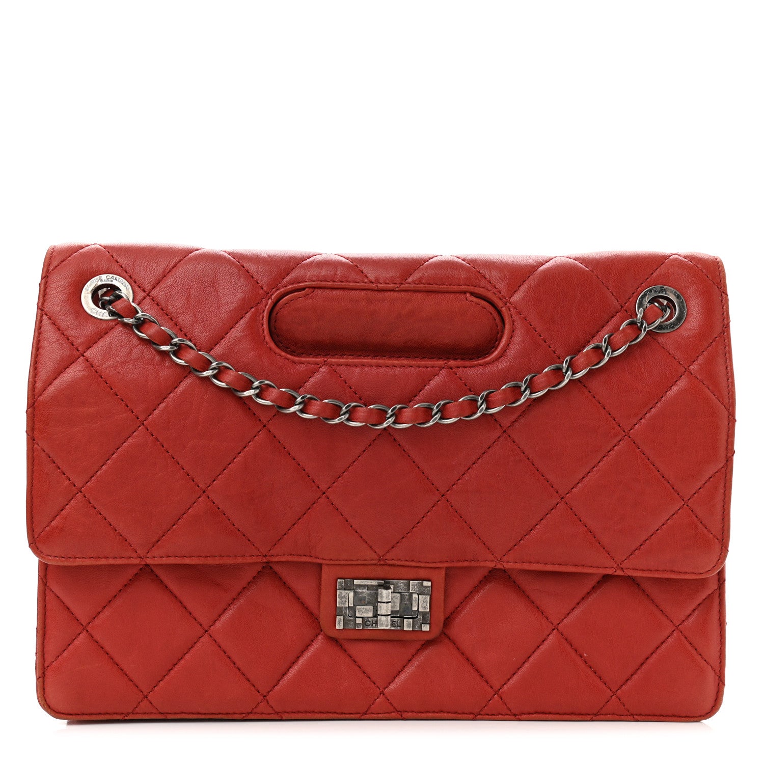 Chanel Washed Lambskin Jumbo Take Away Flap Red 1 of 10