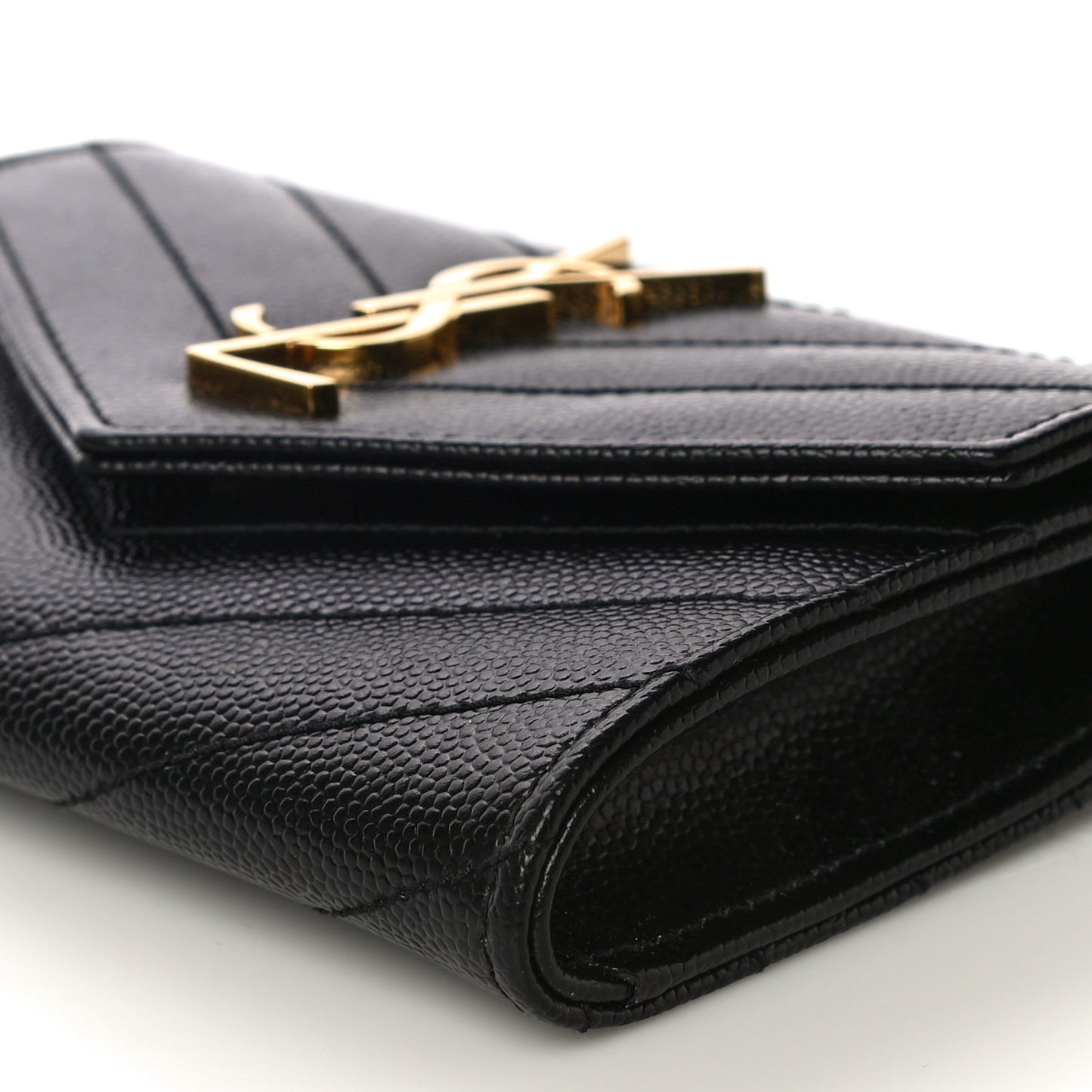 Grain De Poudre Matelasse Chevron Small Monogram Envelope Wallet Black