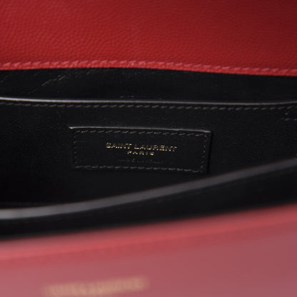 Saint Laurent Grain de Poudre Mini Classic Monogram Cassandra Top Handle Red 5 of 9