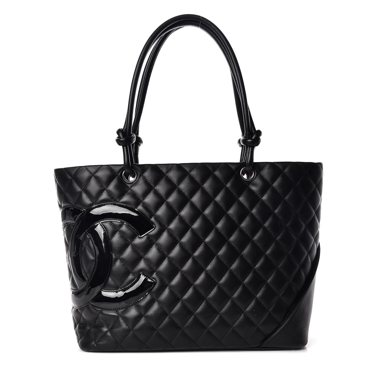 Calfskin Quilted Large Cambon Tote Black