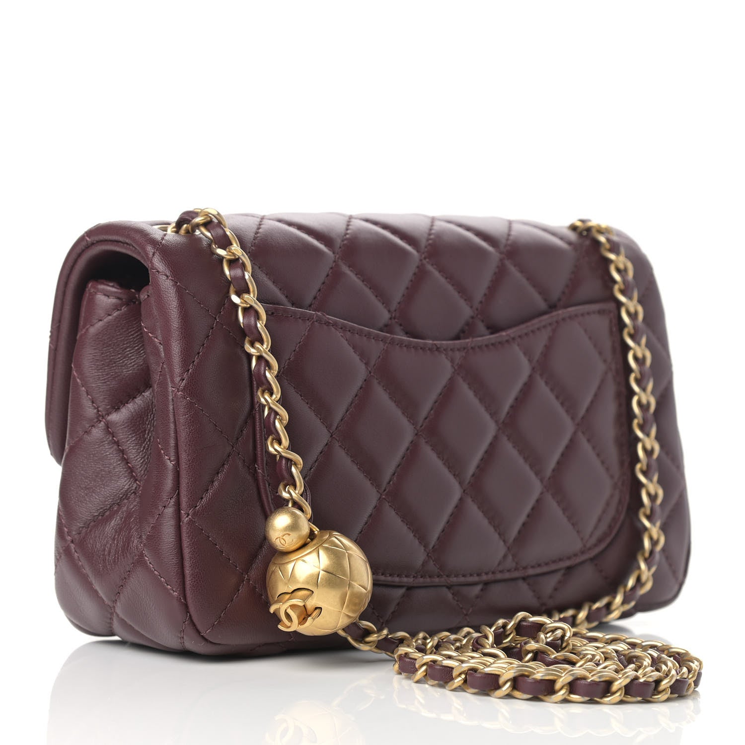 Chanel Lambskin Quilted Mini Rectangular Pearl Crush Flap Burgundy 3 of 9