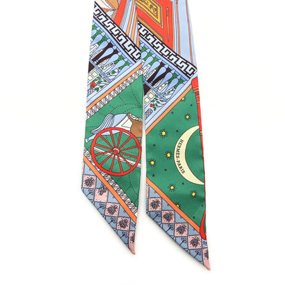 Hermes Silk Objets De Curiosite Twilly Bleu Ciel Vert Vertigo 2 of 3