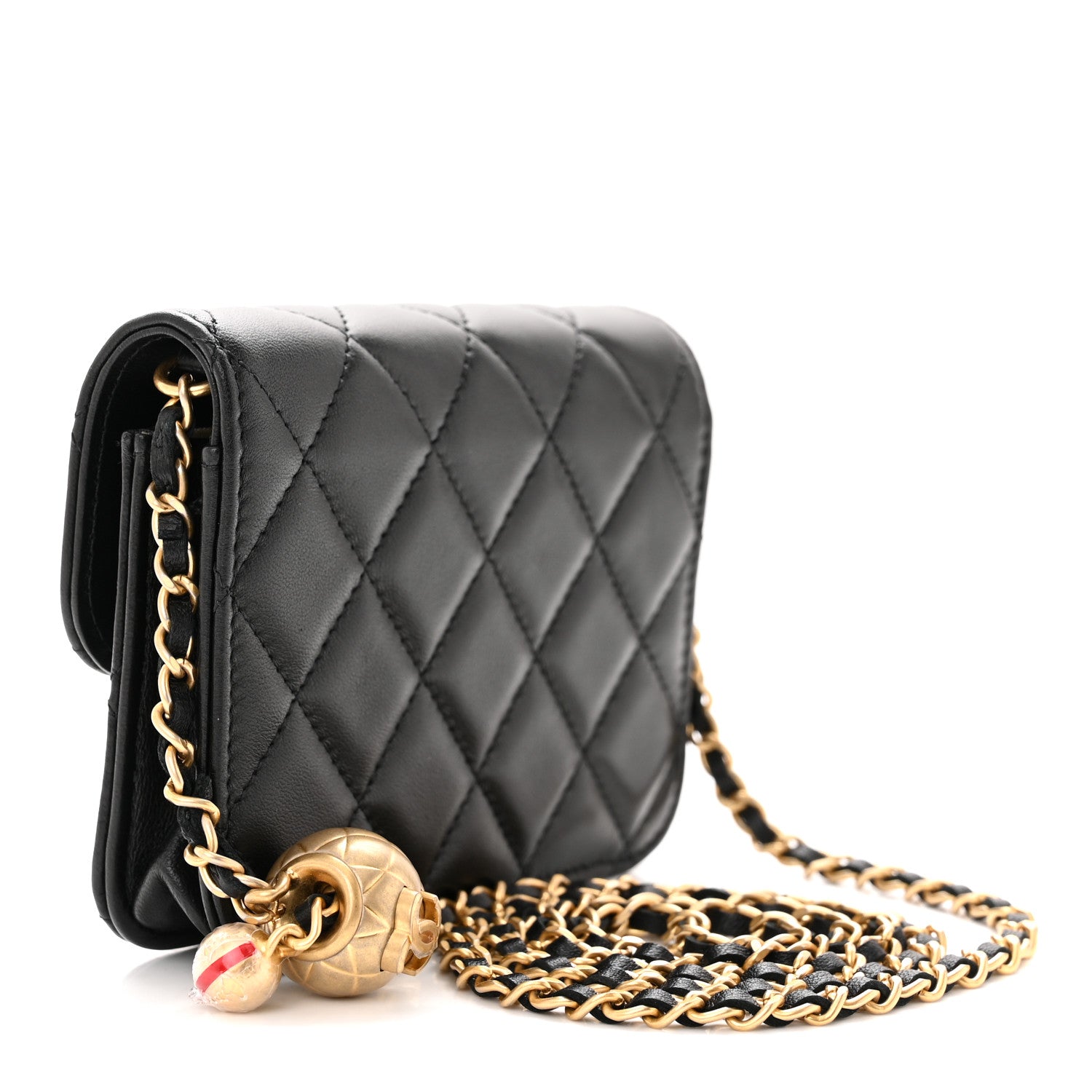 Chanel Lambskin Quilted Pearl Crush Clutch With Chain Black 3 of 12