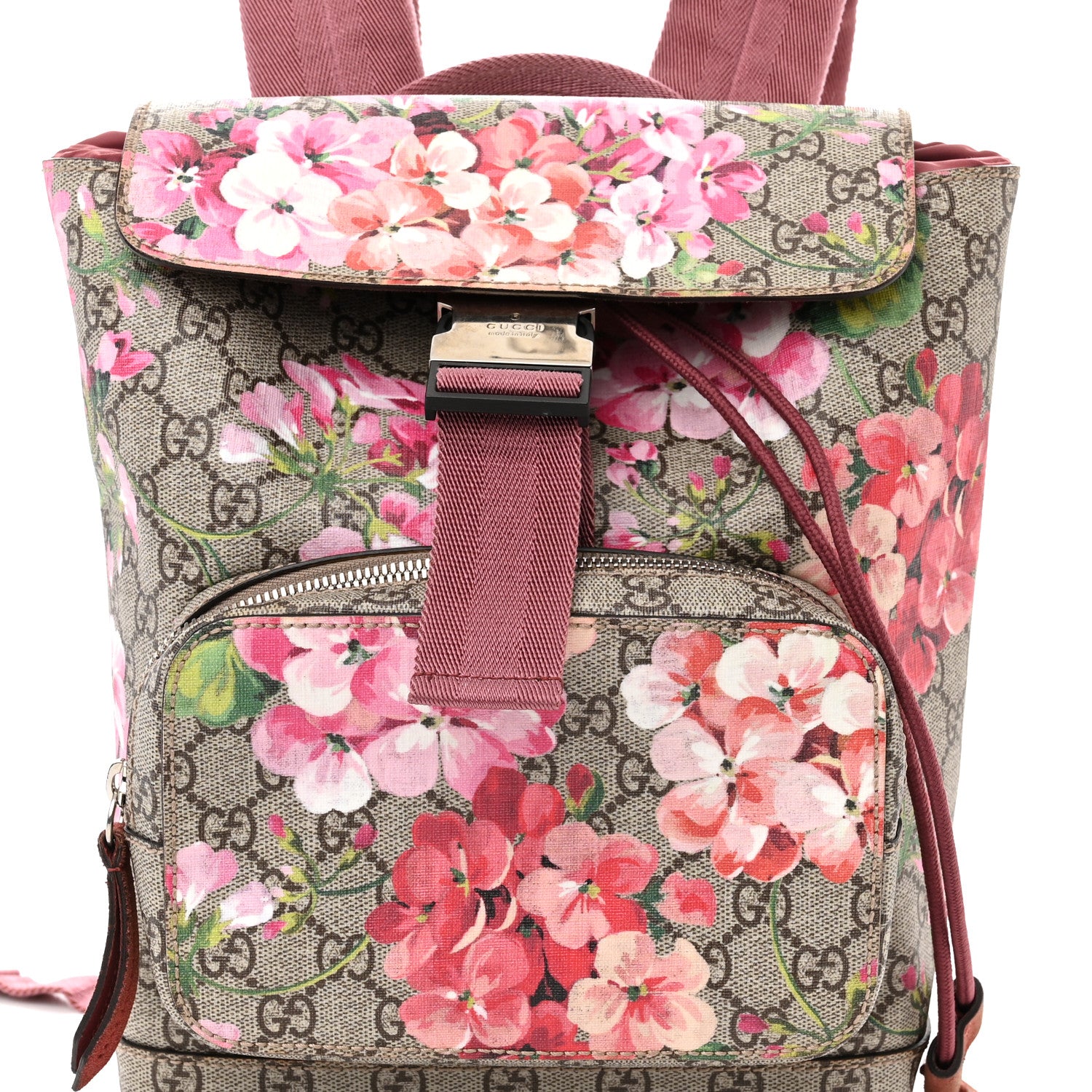 Gucci GG Supreme Monogram Blooms Small Single Buckle Backpack Beige Multicolor Dry Rose 8 of 10