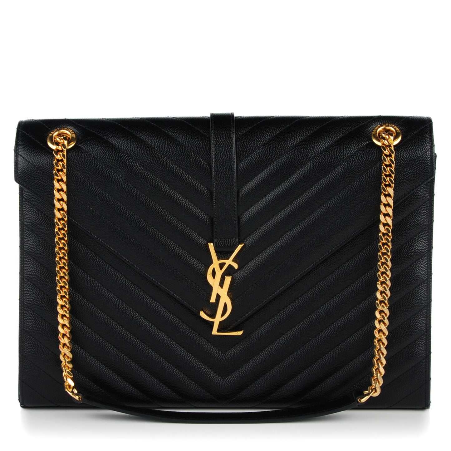 Grain De Poudre Matelasse Chevron Large Monogram Satchel Black