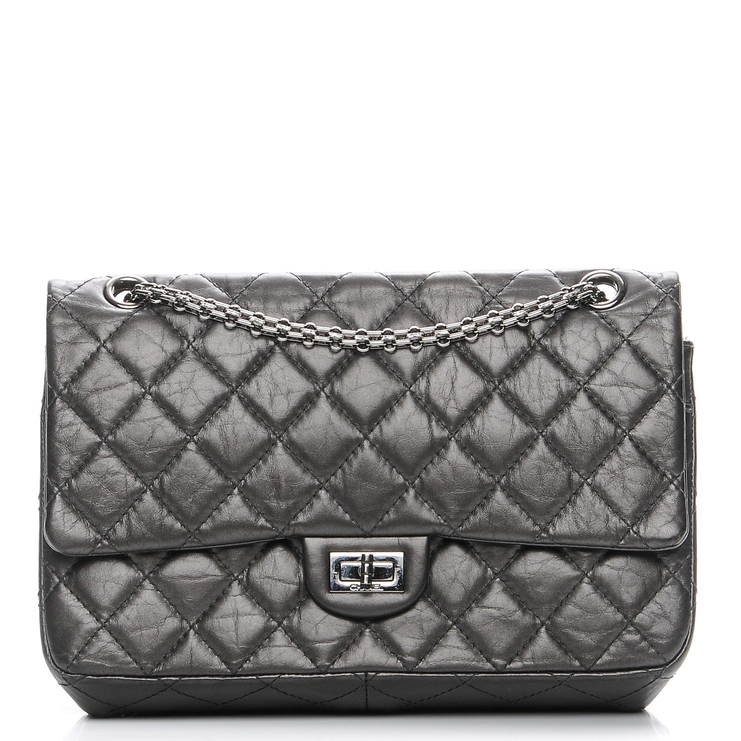 Chanel Metallic Aged Calfskin Quilted 2.55 Reissue 226 Flap Dark Silver 1 of 9