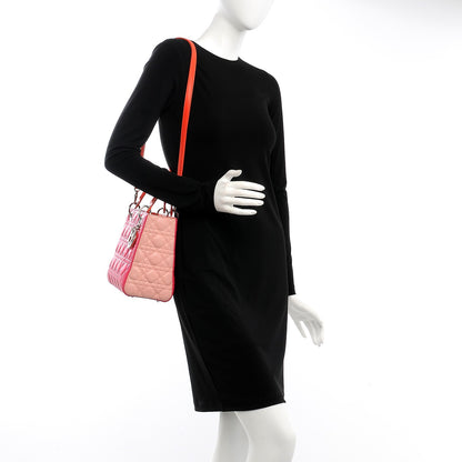 Christian Dior Lambskin Cannage Tri-Color Medium Lady Dior Orange Riviera Fuchsia Cosmopolitan Lipstick Natural 2 of 12