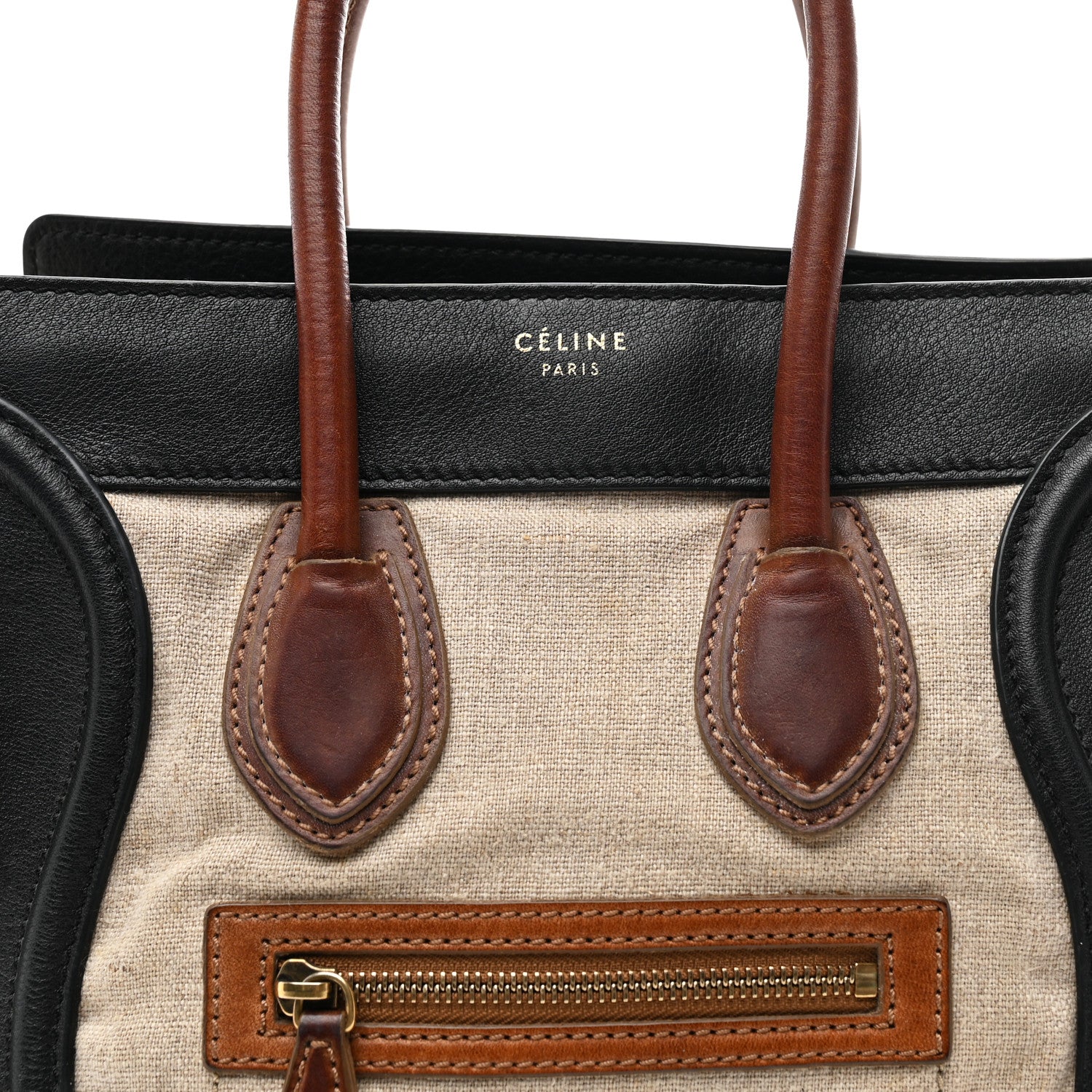 Celine Canvas Smooth Calfskin Micro Tri-Color Luggage Natural Black Tan 8 of 13