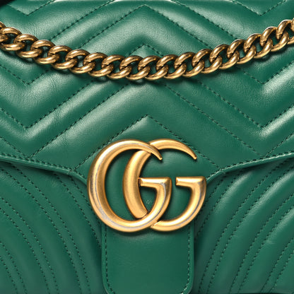 Gucci Calfskin Matelasse Small GG Marmont Shoulder Bag Emerald Green 8 of 11