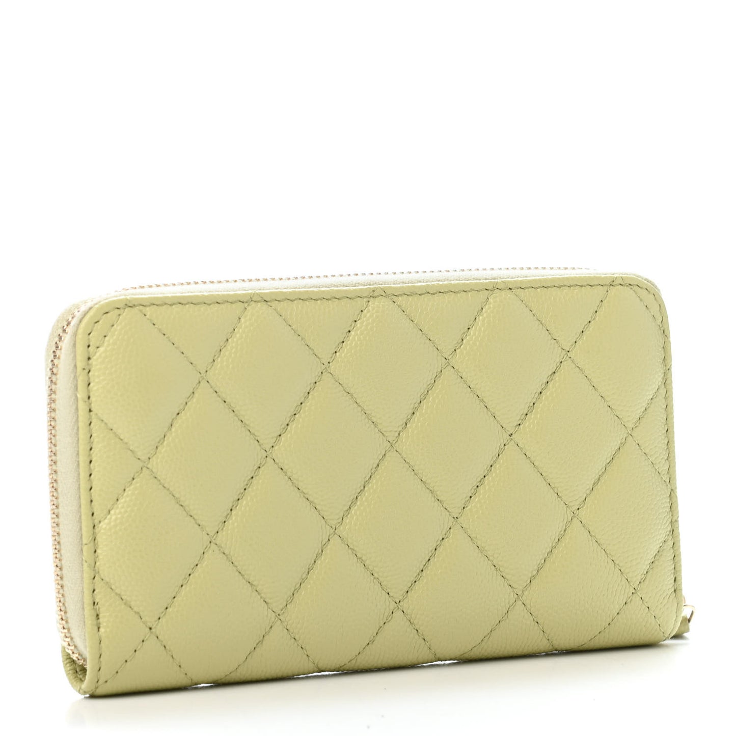 Caviar Quilted Small French New Wave Zip Around Wallet Light Green
