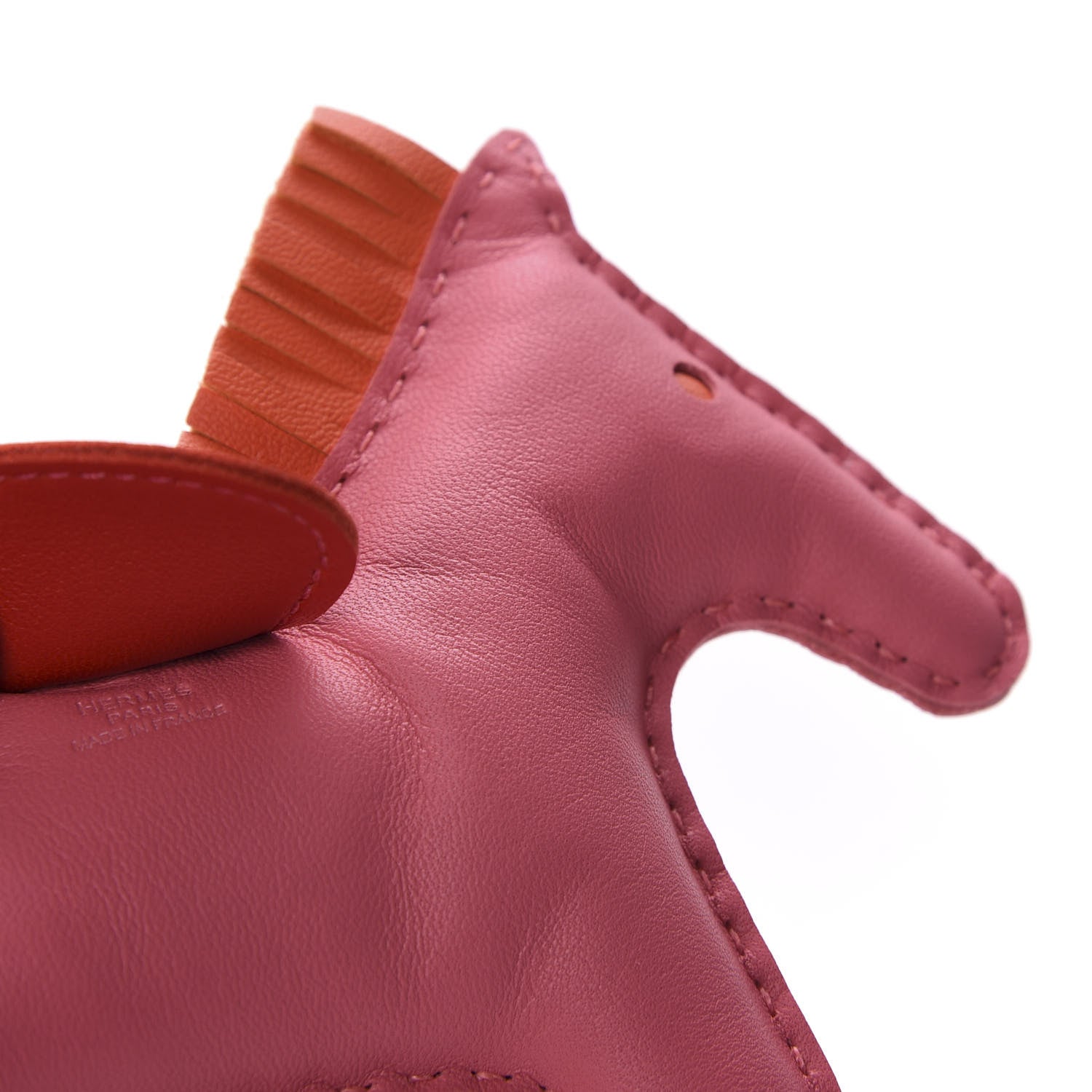 Hermes Milo Lambskin Grigri Rodeo Horse Bag Charm MM Rose Azalee Orange Poppy Rose Indien 3 of 4