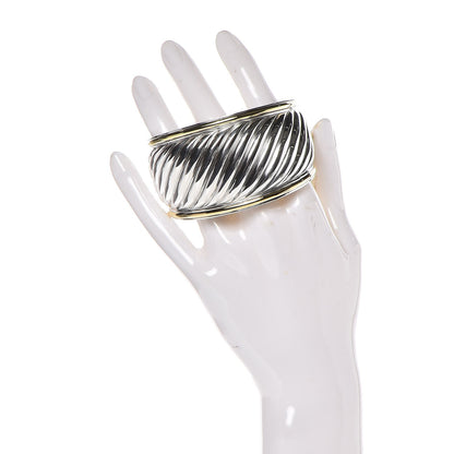 David Yurman Sterling Silver 18K Yellow Gold 41mm Sculpted Cable Cuff Bracelet 2 of 3