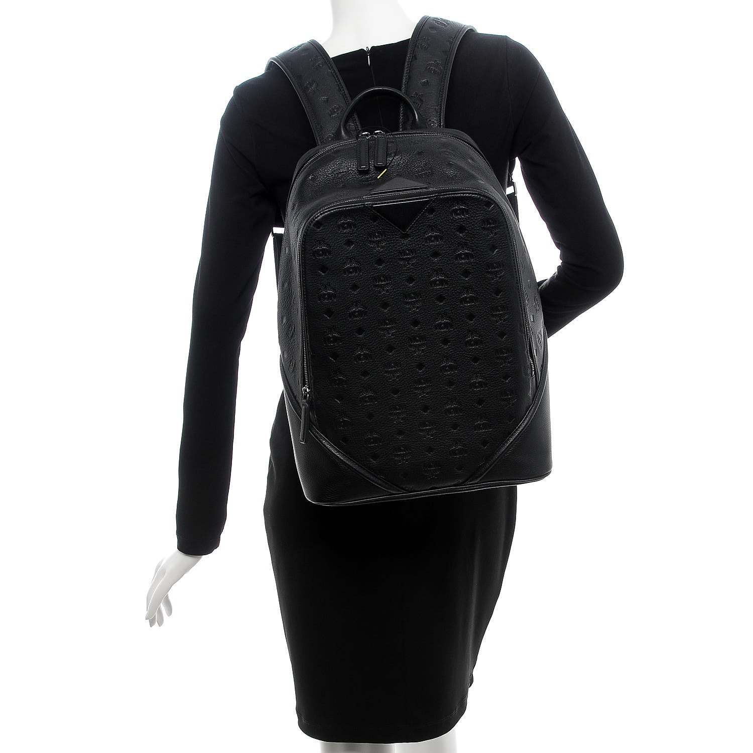 MCM Calfskin Ottomar Monogram Duke Backpack Black 2 of 17
