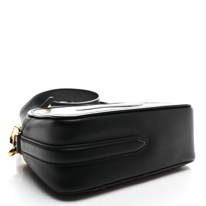 Fendi Glazed Fabric Vitello Century F is Fendi FF 1974 Stamp Patch Camera Case Mogano Panna Black 3 of 9