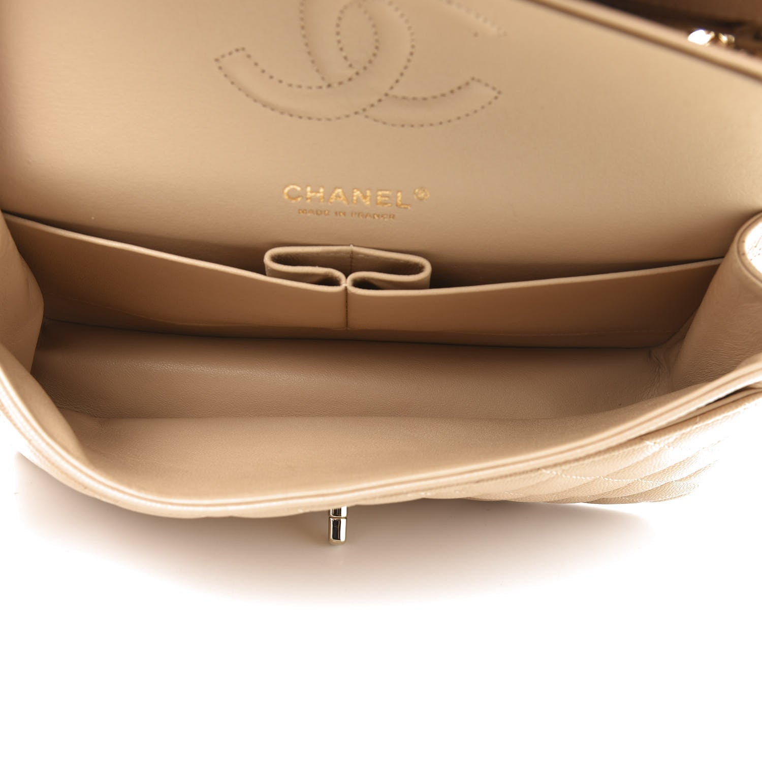 Chanel Caviar Quilted Medium Double Flap Beige Clair 5 of 13