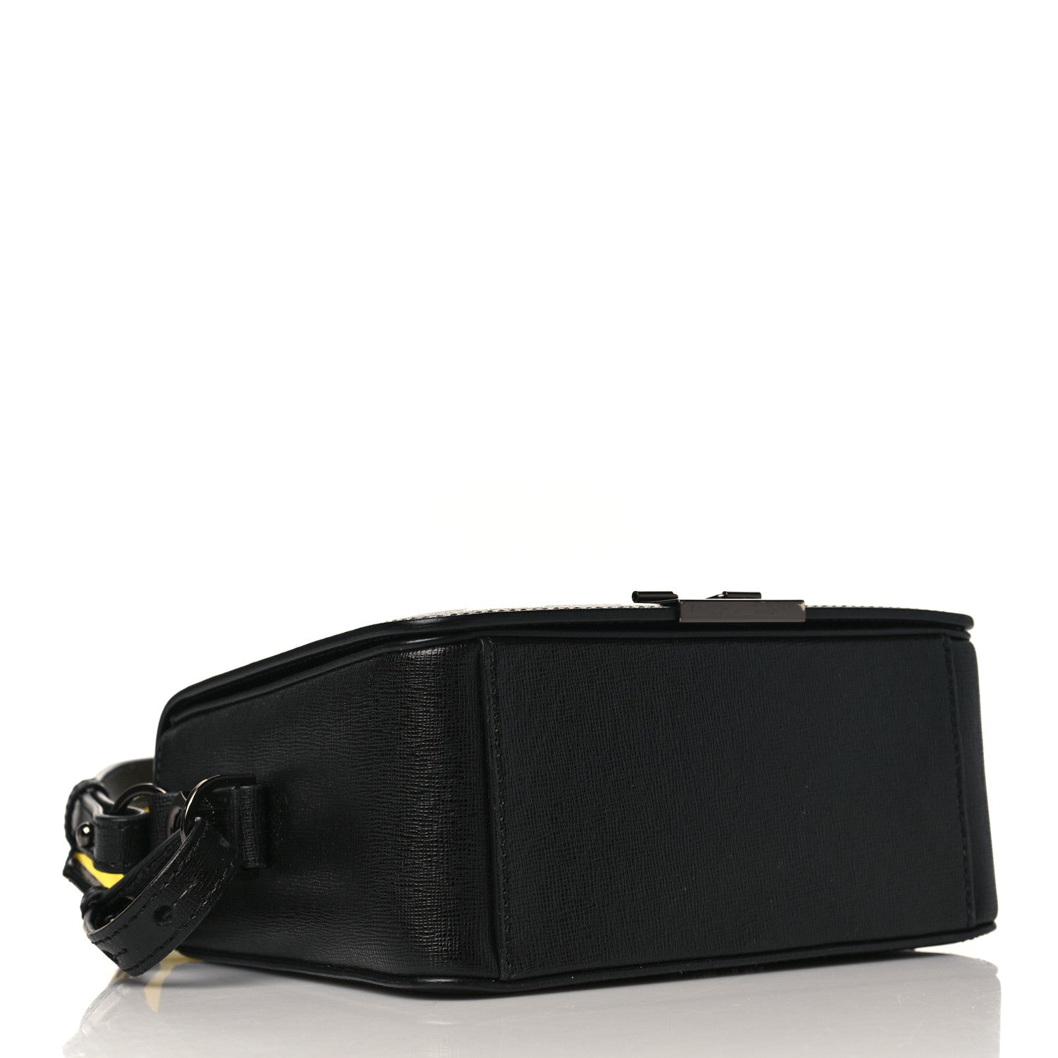 Off-White Saffiano Striped Diag Binder Flap Bag Black White 3 of 8