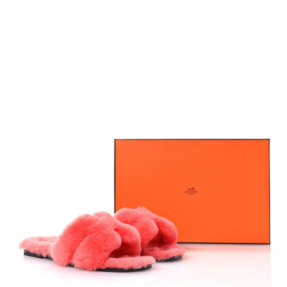 Hermes Woolskin Oran Sandals 38.5 Rose Du Desert 8 of 8
