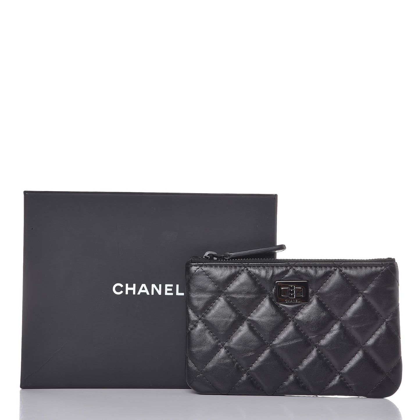 Aged Calfskin Quilted Small Reissue Cosmetic Case So Black