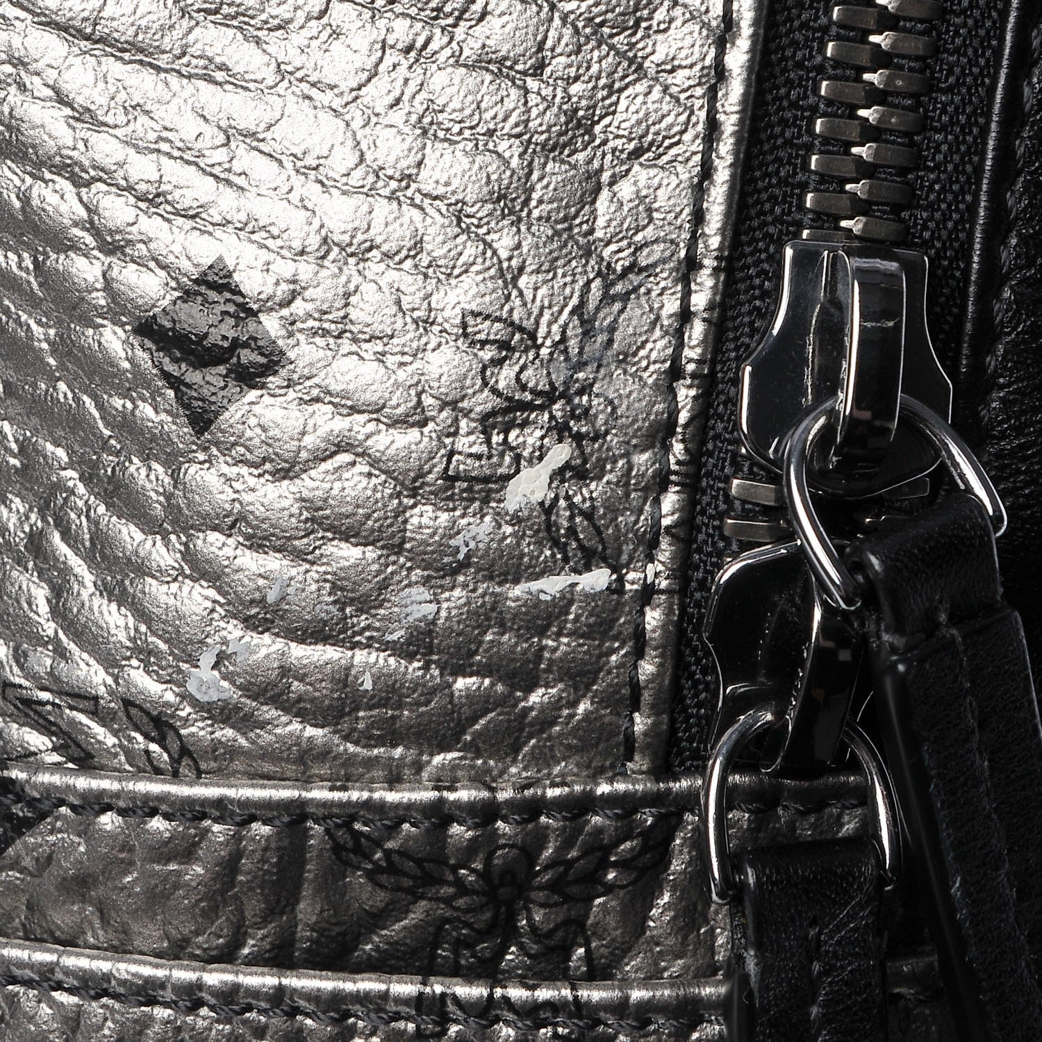 MCM Metallic Visetos Medium Stark Backpack Silver Black 11 of 12