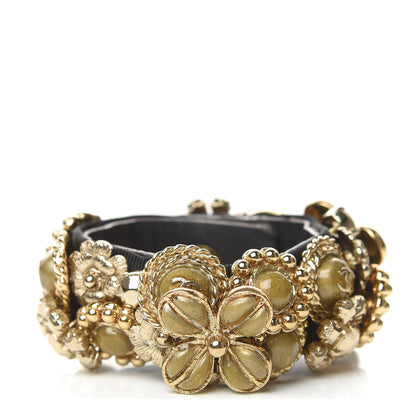 Chanel Gripoix Poured Glass Camellia Bracelet Gold 1 of 4