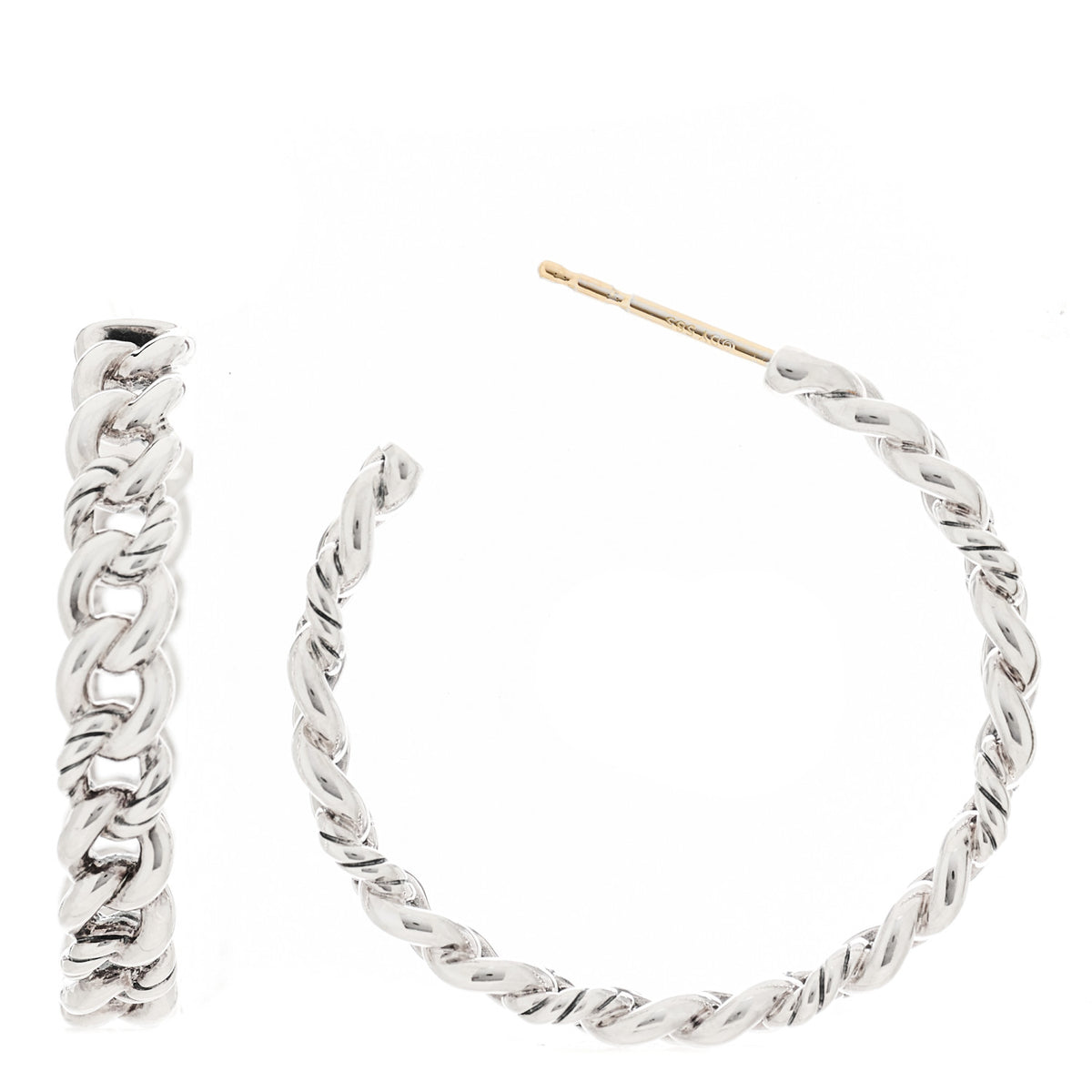 David Yurman Sterling Silver Belmont Curb Link Hoop Earrings 1 of 4