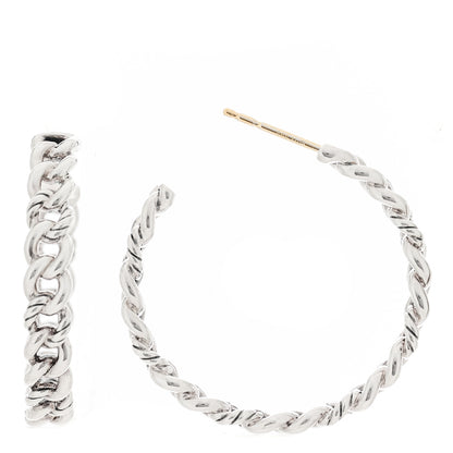 David Yurman Sterling Silver Belmont Curb Link Hoop Earrings 1 of 4
