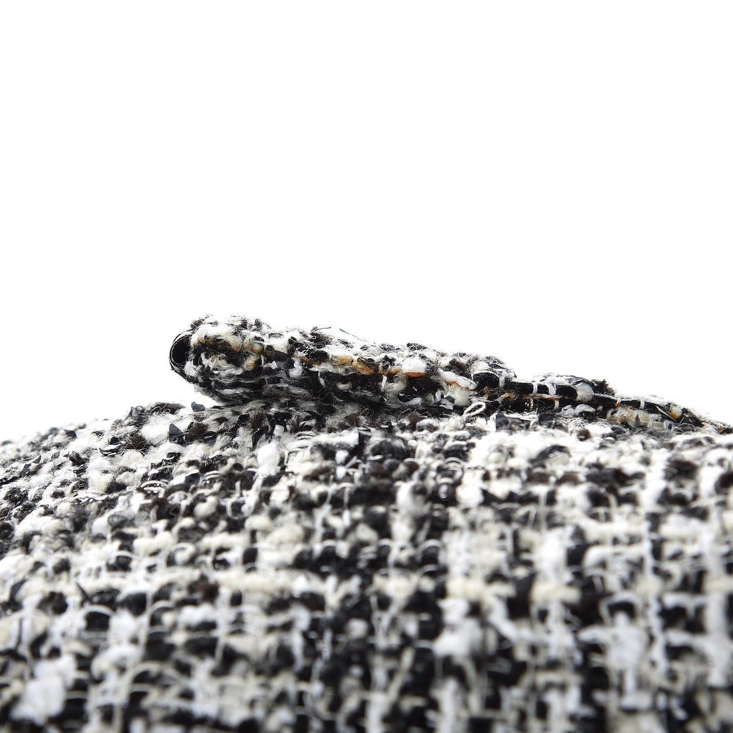 Tweed Calfskin Manta Clutch Black White