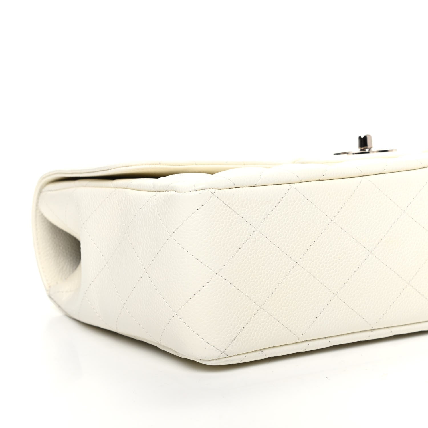 Chanel Caviar Quilted Jumbo Single Flap White 8 of 9