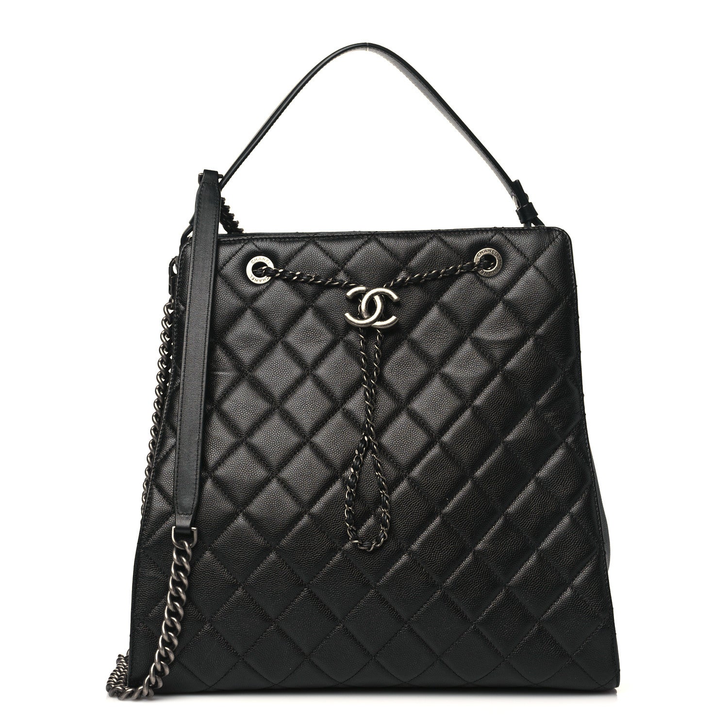 Chanel Caviar Quilted Large CC Bucket Bag Black 1 of 8