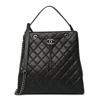 Chanel Caviar Quilted Large CC Bucket Bag Black 1 of 8