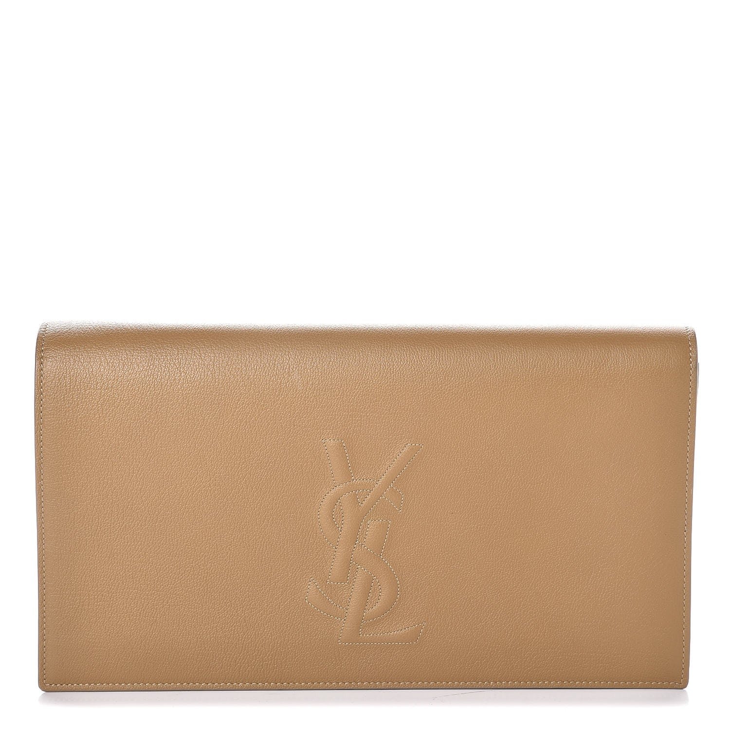 Saint Laurent Calfskin Monogram Large Belle De Jour Clutch Beige 1 of 8