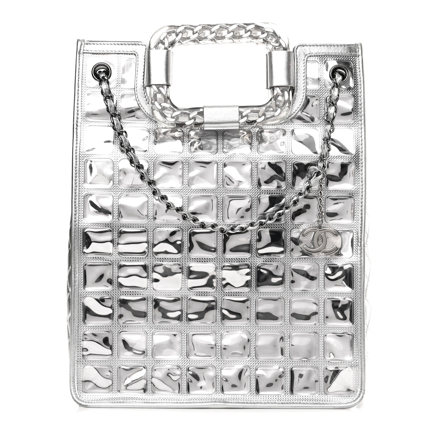 Chanel Vinyl Ice Cube Large Shopper Tote Silver 1 of 9