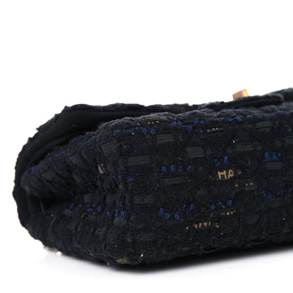 Chanel Tweed Quilted 2.55 Reissue 225 Flap Black Gold Navy 8 of 11