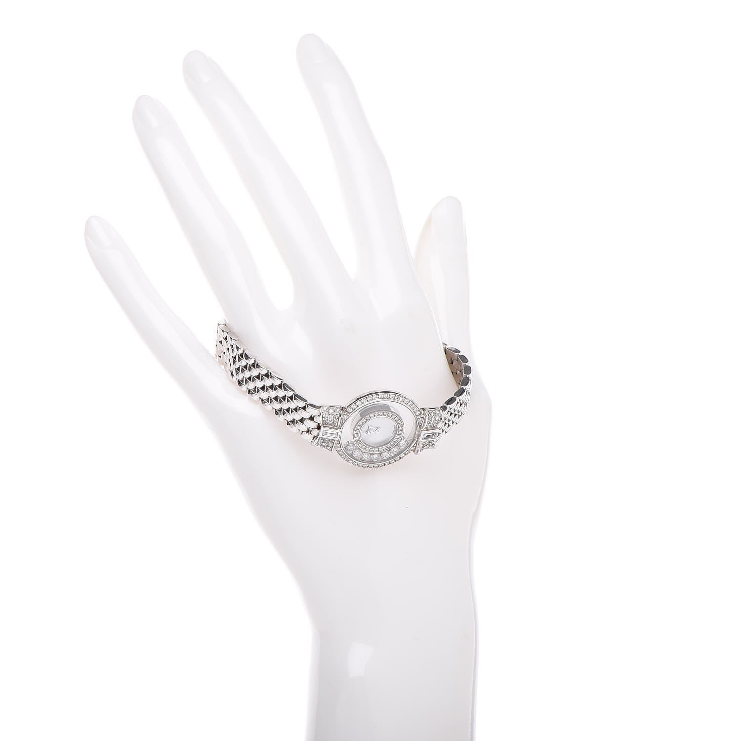 Chopard 18K White Gold Diamond Pave Bezel 24mm Happy Diamonds Icons Bow Tie Quartz Watch 2 of 6
