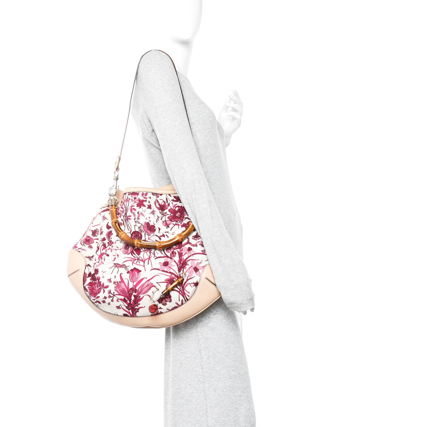 Gucci Canvas Floral Flora Peggy Bamboo Top Handle Hobo 2 of 10
