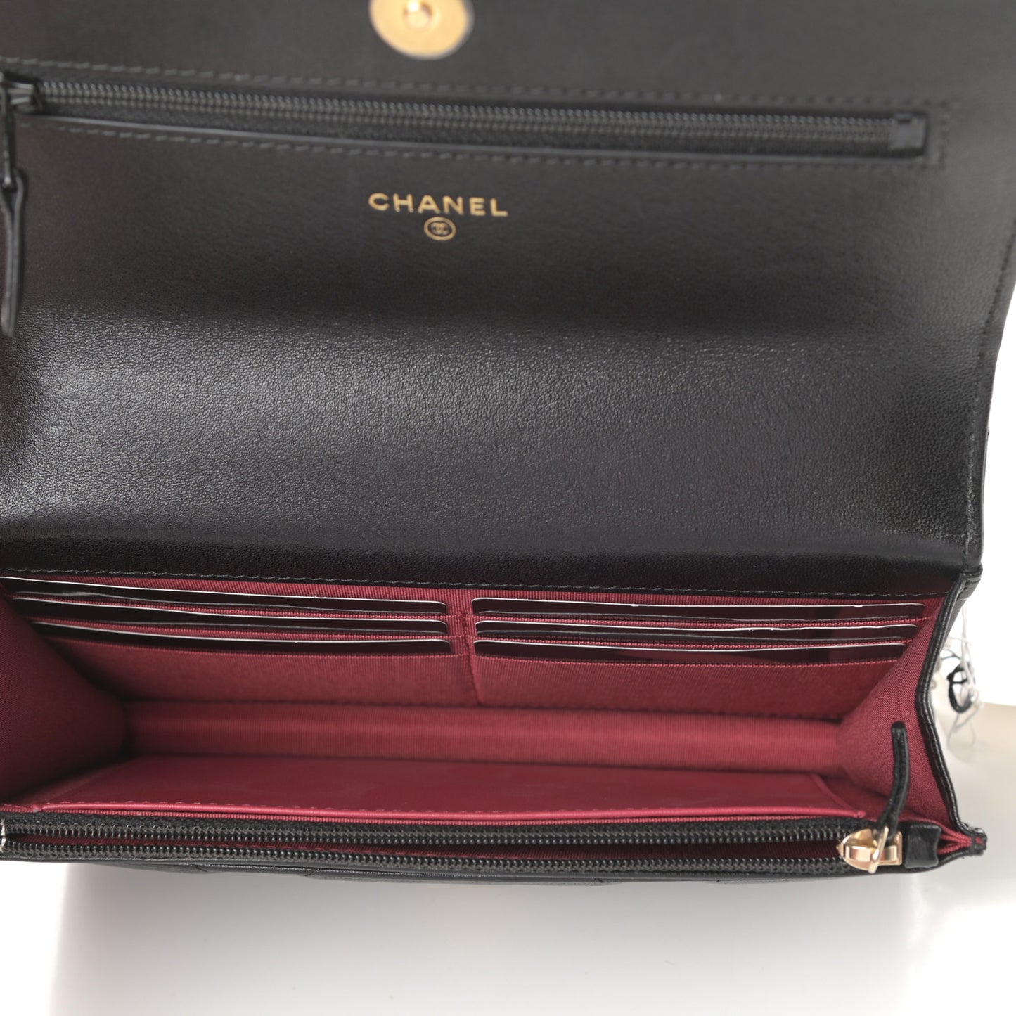 Lambskin Quilted Chanel 19 Wallet On Chain WOC Black
