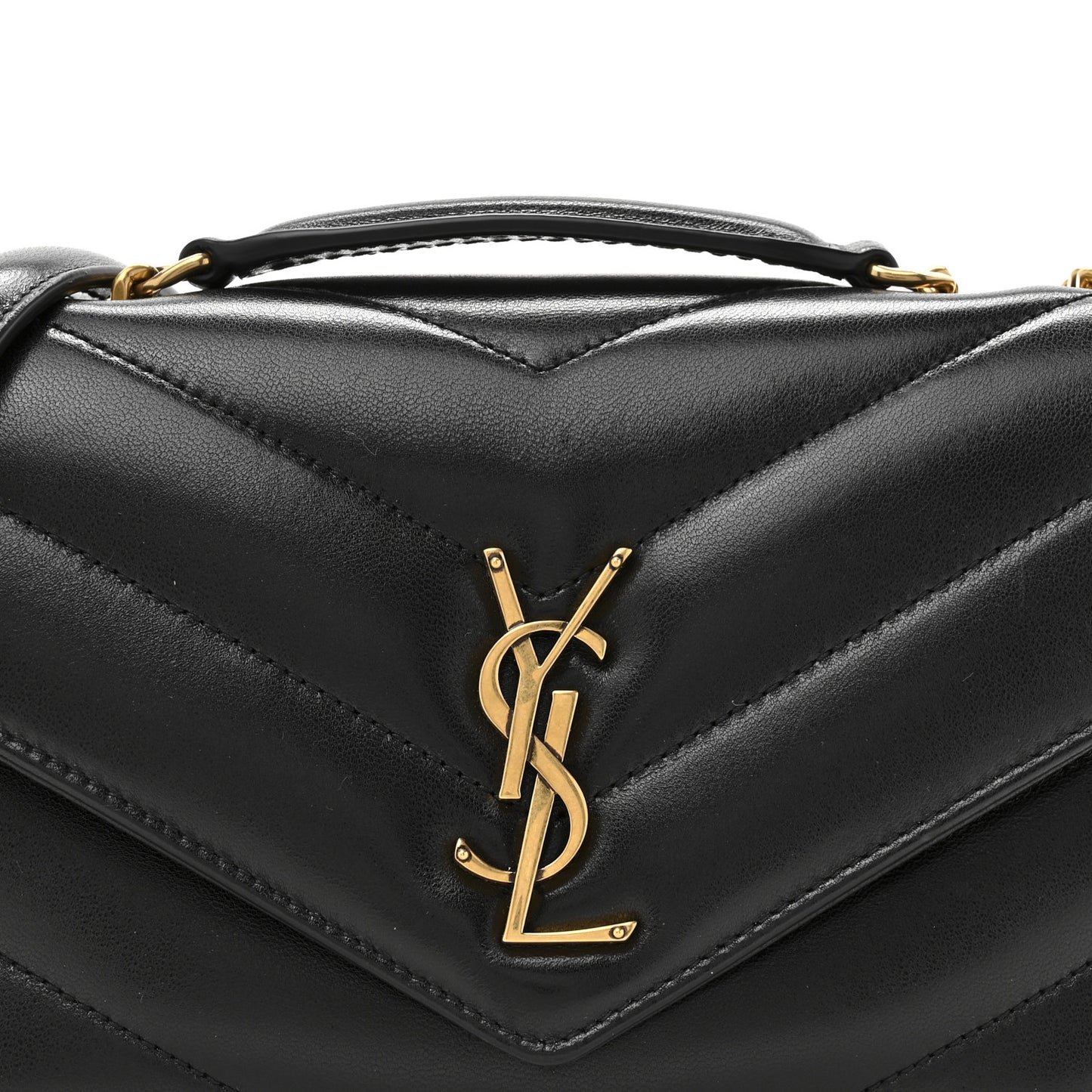 Lambskin Chevron Quilted Small Loulou Black