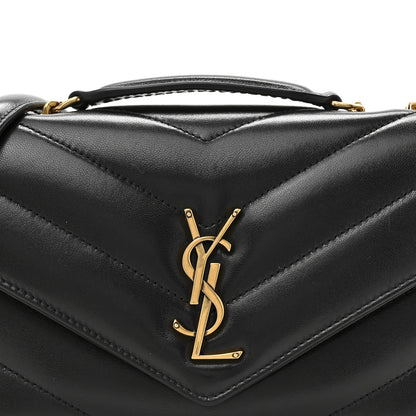 Saint Laurent Lambskin Chevron Quilted Small Loulou Black 9 of 11