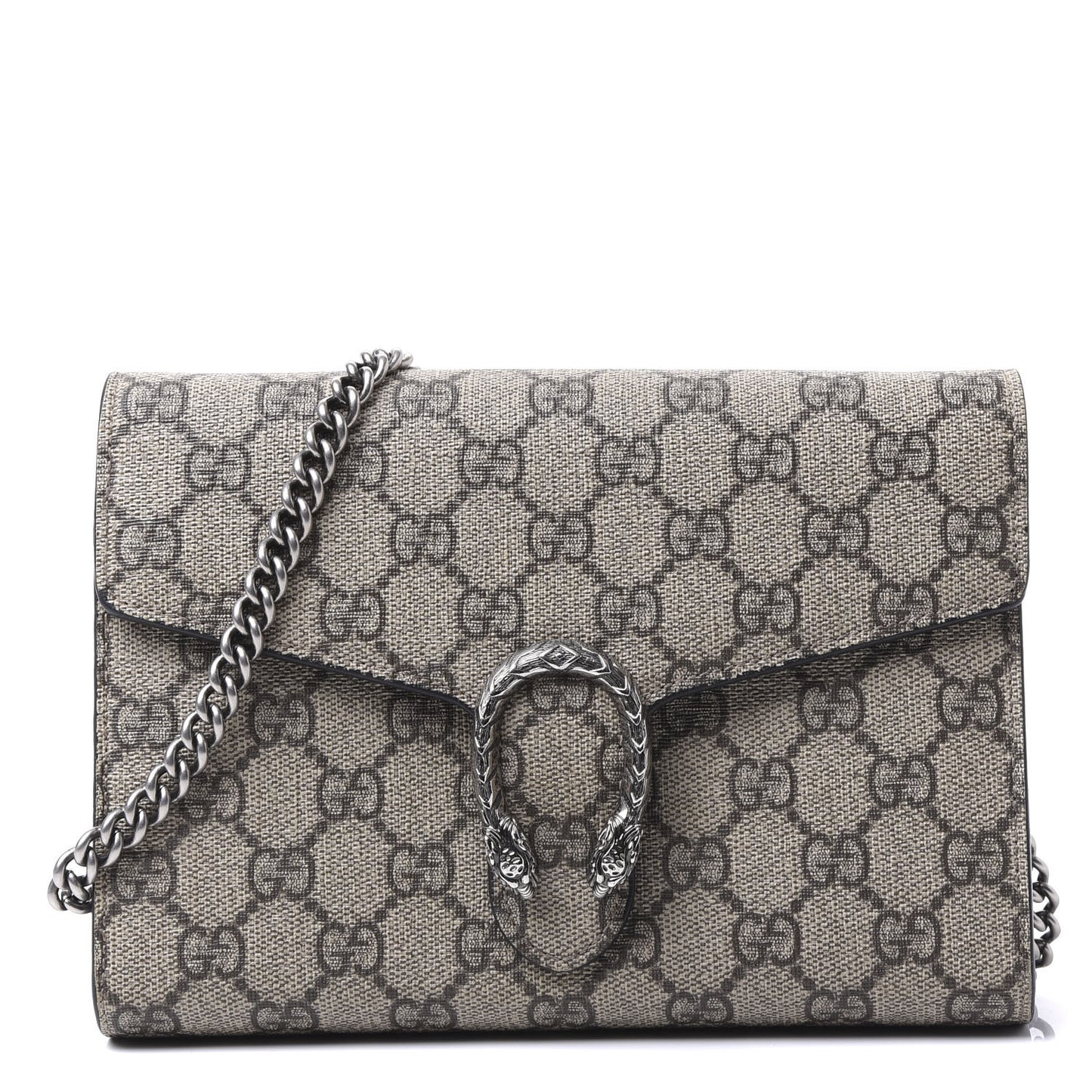 GG Supreme Monogram Mini Dionysus Chain Wallet Beige Black